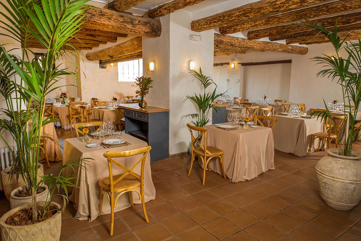 Sala Celler — comedor con palmeras